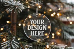 Acrylic Christmas Ornament Mockups | Clear Round Holiday Product Image 1