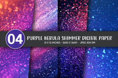 Purple Nebula Shimmer Digital Paper Product Image 1