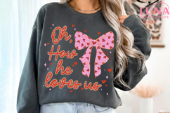 Oh How He Loved Us Png, Glitter Valentine Jesus Coquette png Product Image 6