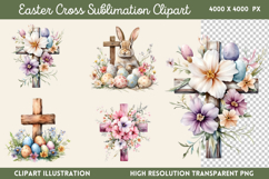 Easter Cross Sublimation Clipart PNG Product Image 1