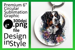 Modern Dog Pattern Sublimation Circle Keychain Product Image 1