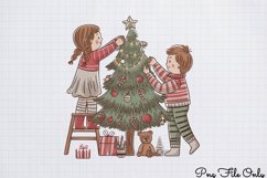 Cute Pink Christmas Watercolor Clipart Bundle PNG Product Image 1