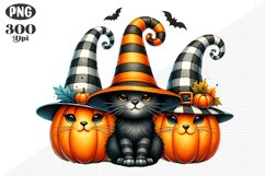 Halloween Cat And Pumpkin Sublimation - Clipart PNG Design Product Image 1