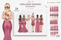 China Rose Wedding Clipart, China Rose Bridesmaids Clipart Product Image 1