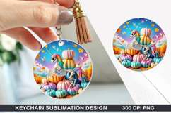 Unicorn Keychain Sublimation - Halloween Keychain PNG Product Image 1