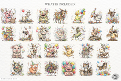 Whimsical Birthday Farm Animals PNG Clipart Product Image 4