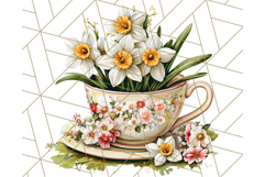 Vintage Floral Teacup Clipart PNG, Blooming Teacups Clip Art Product Image 4