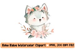 Boho baby watercolor clipart, nursery animal clipart Product Image 1