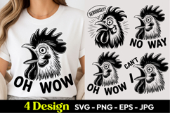 Rooster Oh Wow No Way SVG PNG Product Image 1