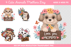 Cute Animals Mothers Day Clipart PNG Product Image 1