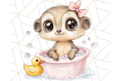 Safari Animal Babies in Bubble Baths, Cute Jungle Animal PNG Product Image 4