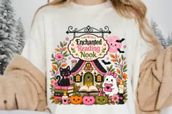 Enchanted Reading Nook Halloween Books Ghost Pumpkin PNG Product Image 2