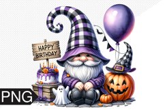 Halloween Gnome Sublimation, Birthday Gnome Clipart PNG Product Image 1