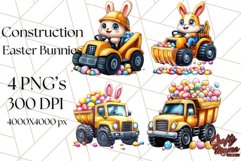 Easter Bunny Construction Clipart, Spring Png Product Image 1