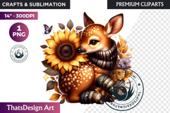 Enchanted Woodland Animal &amp; Sunflower Clipart PNG Product Image 1