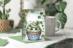 Cute Shamrock Cupcake Greeting Card PNG Sublimation Design! Product Image 1
