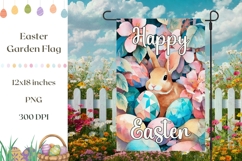Floral Easter Garden Flag, Cartoon Easter Eggs PNG Product Image 1