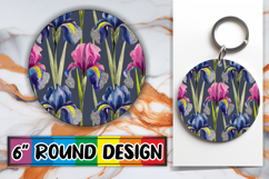 Radiant Circle Sublimation Keychain, Flower Pattern Product Image 1