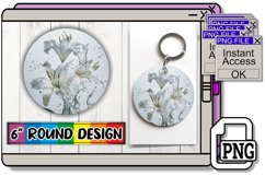 Floral Cascade: Round Sublimation Splash Keychain PNG Product Image 1