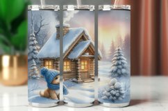 Tumbler Wrap 20 oz - winter wooden house with dog Product Image 1