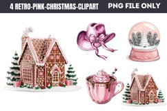 Retro Pink Christmas Sublimation Clipart PNG Product Image 1