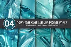 Aqua Teal Glass Liquid Digital Paper Product Image 1