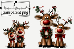 Whimsical Reindeer Christmas Clipart Watercolor PNG Product Image 1