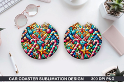 Christmas Car Coaster Sublimation| Christmas Coaster PNG Product Image 1