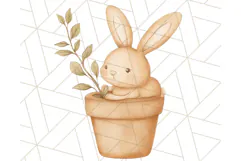 Spring Bunnies PNG Watercolor Bunny Clipart, Pastel Easter Product Image 4