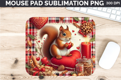 Watercolor Squirrel Mouse Pad Sublimation - Valentines PNG Product Image 1