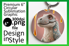 Vibrant Round Design Car Coaster PNG , Cute Dino Product Image 1