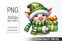 Watercolor Christmas Animals Clipart PNG Bundle, 25 Designs Product Image 13