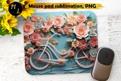 Flowers mousepad design,Spring bicycle Mouse pad sublimation Product Image 1