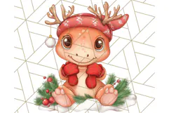 Christmas Dinosaur PNG Clipart, Cute Dino Holiday Art Png Product Image 4