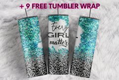 Every Girl Matter Blue Glitter Leopard 20 oz tumbler design Product Image 1