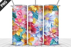 3D Flowers Tumbler Wrap | Sublimation Design | Tumble PNG Product Image 4