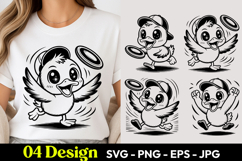 Angel Chick Cartoon SVG PNG Product Image 1