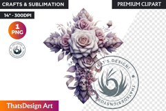 Pastel Floral Day of the Dead Clipart PNG,sugar skull design Product Image 1