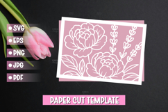 Beautiful Flowers Paper Cut Card Template Product Image 1
