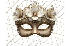 Vintage Garden Masquerade Floral Eye Mask PNG Clipart Product Image 4