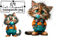 Whimsical Cat Clipart Watercolor PNG Product Image 1