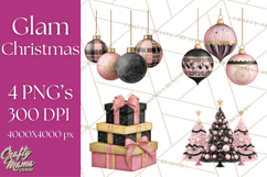Pink and Black Glam Christmas PNG Clipart Product Image 1