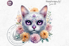 Pastel Floral Day of the Dead Clipart PNG Set, sugar skull Product Image 10