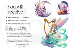 Pastel Floral Day of the Dead Clipart PNG Set, sugar skull Product Image 2
