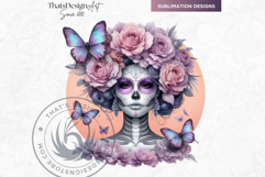 Pastel Floral Day of the Dead Clipart PNG Set, sugar skull Product Image 5