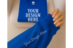 Gildan 18000 Royal Blue Sleeve Sweatshirt Mockup Product Image 1