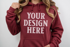 Maroon Gildan 18500 Hoodie Sweatshirt Mockup, Unisex Product Image 1