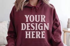 Maroon Gildan 18500 Hoodie Mockup, Unisex Sweatshirt Mo Product Image 1