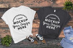 Bella Canvas 3001 Mock-up WHITE &amp; DARK GREY HEATHER Product Image 1