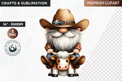 Western clipart, Cowboy Gnome clipart, gnome sublimation Product Image 1
